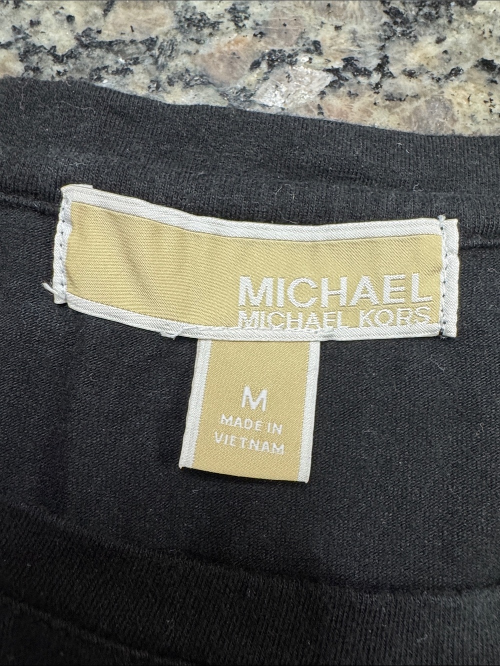 Michael Kors Black Short Sleeve Tee with Gold Studded MK Emblem - Picture 11 of 12